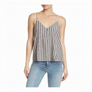 Abound Stripes Linen Blend Tank Top Size XXL